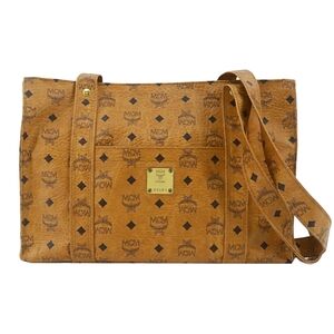 MCM Cognac Brown Visetos Tote Bag